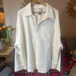 PINK Victoria's Secret Cream Button-Up Sweatshirt Shacket